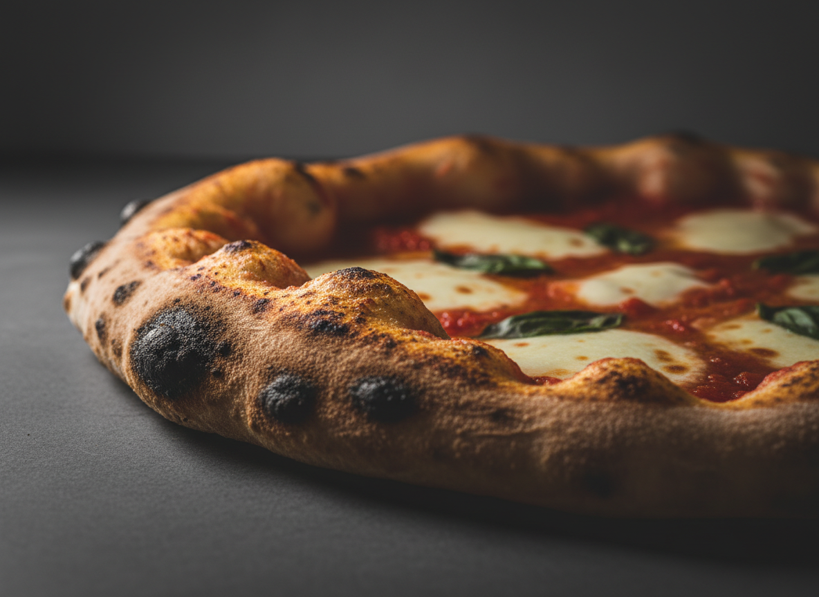 Ganze Pizza frisch aus dem Holzofen